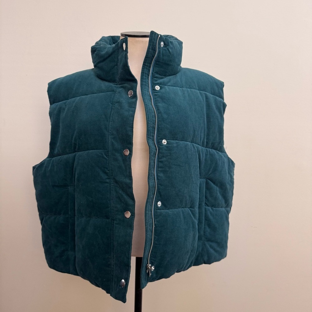 LOFT NWT XL corduroy puffer vest teal